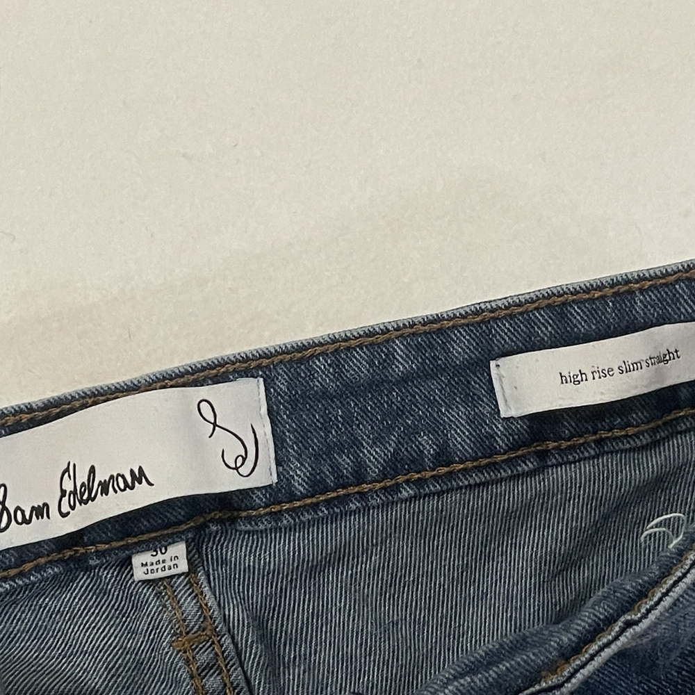 Sam Edelman Womens Jeans Sz 30 High Rise Slim Straight Blue Denim Dark Wash $129 - Picture 4 of 9